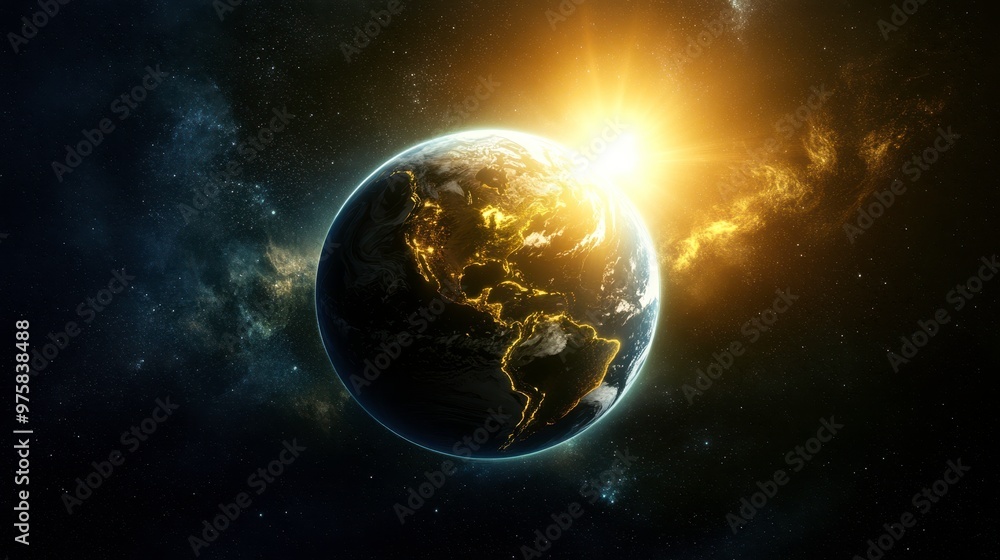 Obraz premium Exploring the Concept of Life America on Inner Surface of Planet Illuminated by a Sun Within