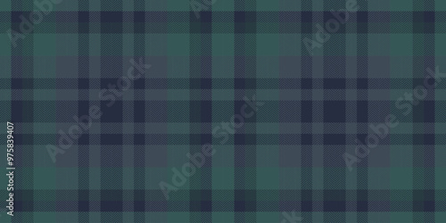 Realistic seamless texture tartan, damask check textile fabric. Grid background plaid pattern vector in dark and teal colors.