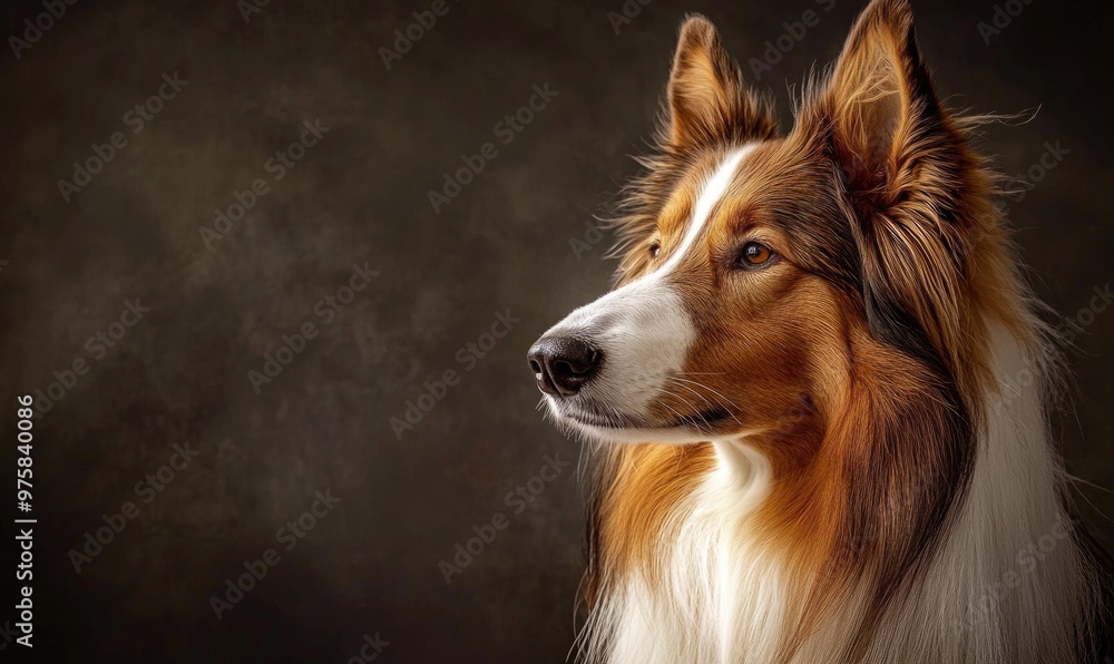 A Scottish Collie captured in a studio against a dark background A Scottish Collie captured in a studio against a dark background
