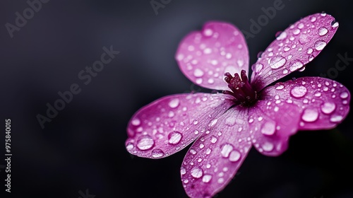 petals dotted with water drops, center saturated with vibrant stamen