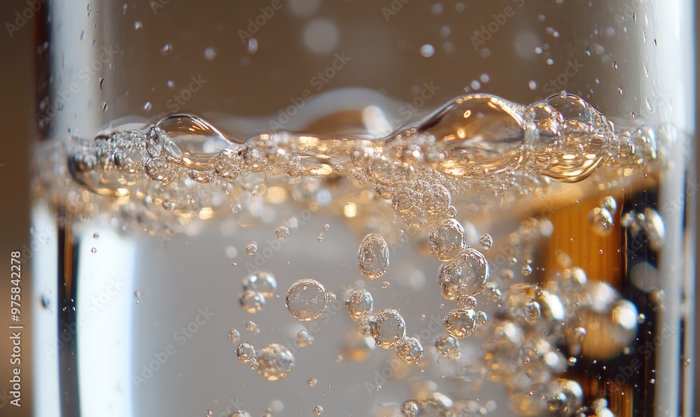 Close-up of dissolving tablet in water, effervescent bubbles forming Close-up of dissolving tablet in water, effervescent bubbles forming