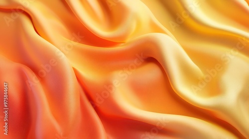 Silk Fabric Displaying a Smooth Gradient From Vibrant Orange to Soft Yellow on a Diagonal