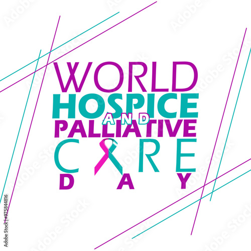 World Hospice and Palliative Care Day celebrate on October 12th event health banner. Bold text with two-color ribbon on white background.