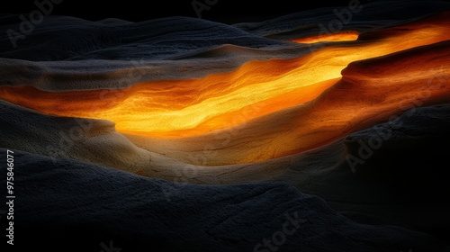  A tight shot of a fire burning in the heart of a desert Rocks and sand form the foreground, while a backdrop of inky blackness composes the sky