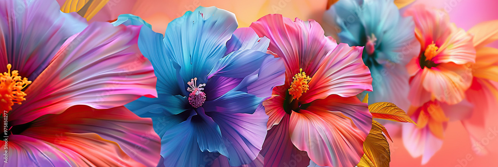 Fototapeta premium Bold Bloom: An abstract floral arrangement in vivid colors, perfect for evoking a feminine touch in beauty salons or women's boutiques.