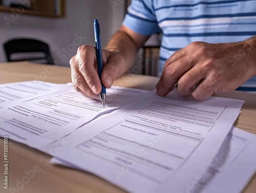 Wallpaper Mural Person Signing Paperwork with Pen. Torontodigital.ca