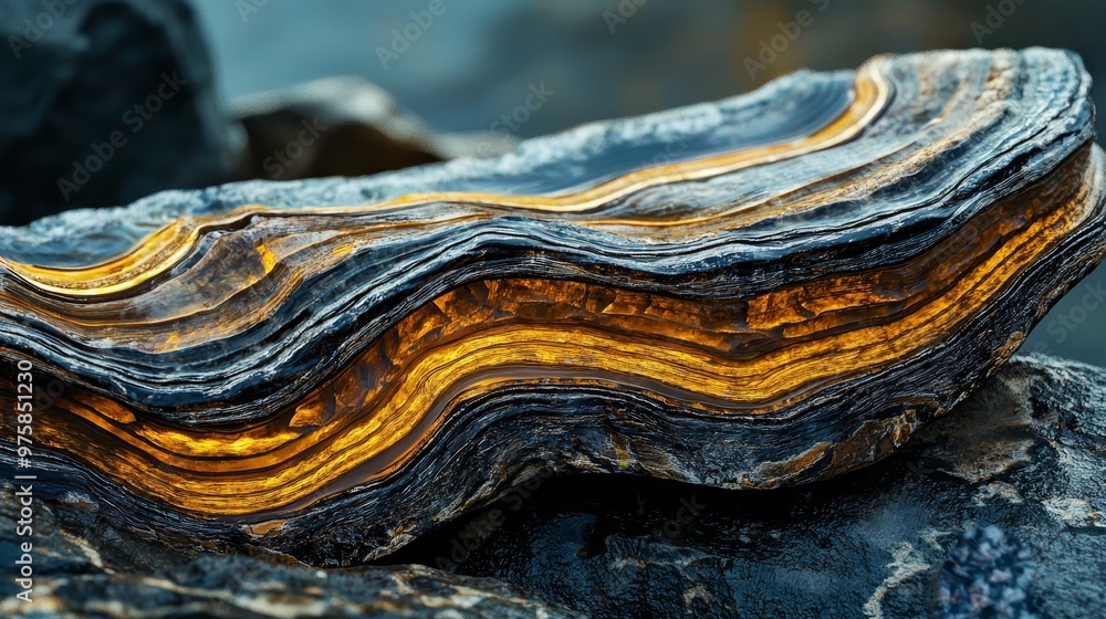 A tight shot of a wooden piece atop a rock, illuminated from above by a golden light A tight shot of a wooden piece atop a rock, illuminated from above by a golden light