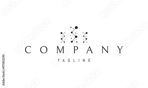 Vector logo with an abstract image of atoms in the form of three walls.