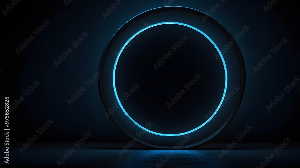Futuristic neon blue circle with a glowing effect on a dark background. Sleek, modern design perfect for tech, abstract visuals, and digital projects with copy space. Futuristic neon blue circle with a glowing effect on a dark background. Sleek, modern design perfect for tech, abstract visuals, and digital projects with copy space.