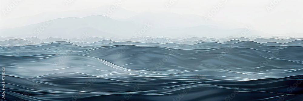 Fototapeta premium Ocean Mist: A cool, misty gray background with undulating waves, perfect for nautical-themed spaces and offices by the sea.