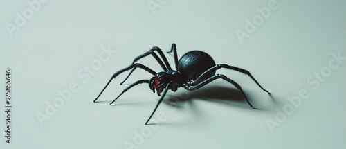 Black widow spider close-up side view.