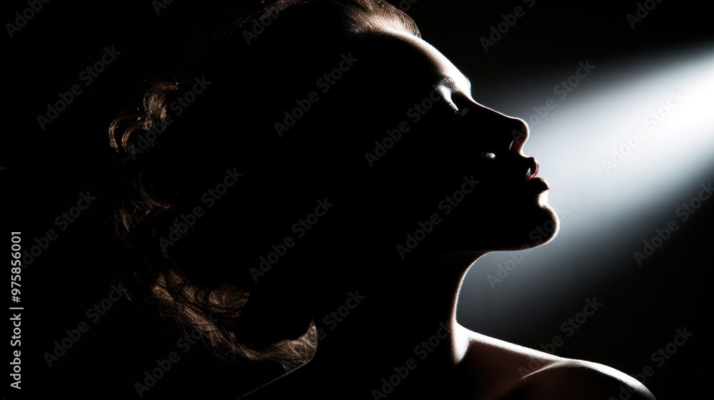 A captivating silhouette of a woman's head with soft, dim lighting that casts intriguing shadows, A captivating silhouette of a woman's head with soft, dim lighting that casts intriguing shadows,