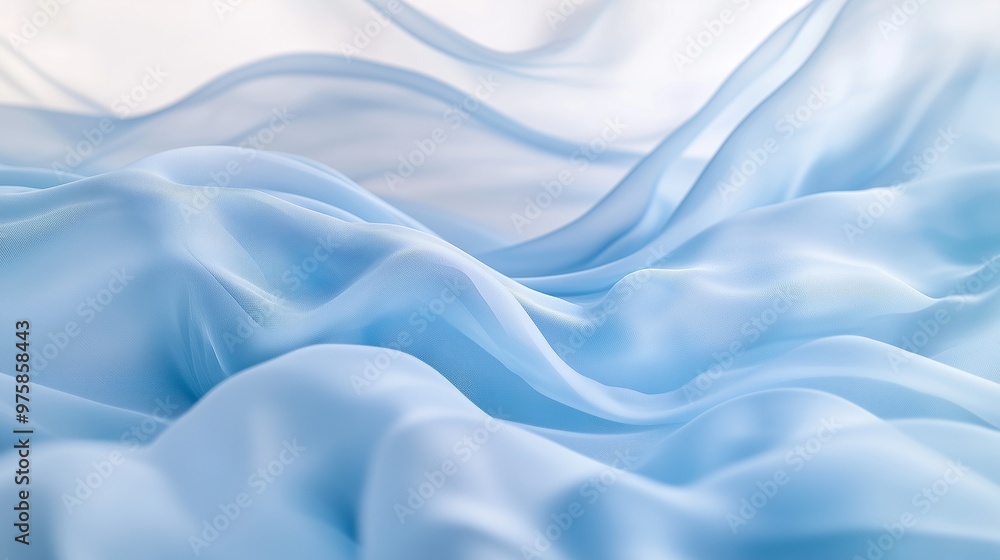 Gentle waves of translucent azure fabric floating in mid-air, each layer overlapping with a gradient of blue hues, creating a serene and calming visual Gentle waves of translucent azure fabric floating in mid-air, each layer overlapping with a gradient of blue hues, creating a serene and calming visual