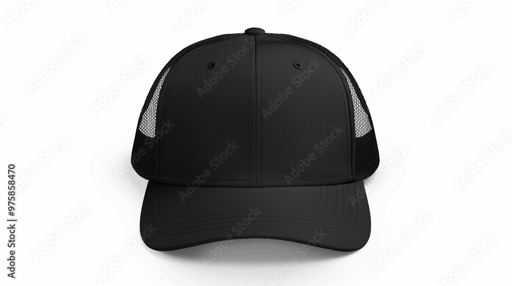 Fototapeta premium Black hat mockup isolated on white background