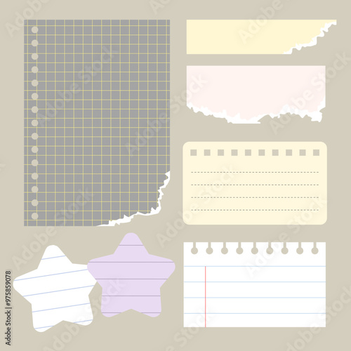 vintage blank paper notes for memo, reminder and write notice. vector, illustration design.