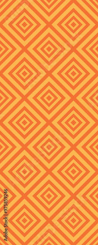A vibrant geometric pattern featuring repeating diamond shapes in warm orange tones.