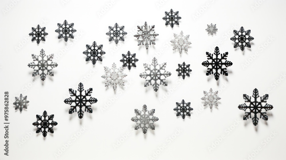 Close-up photo of snowflakes Close-up photo of snowflakes