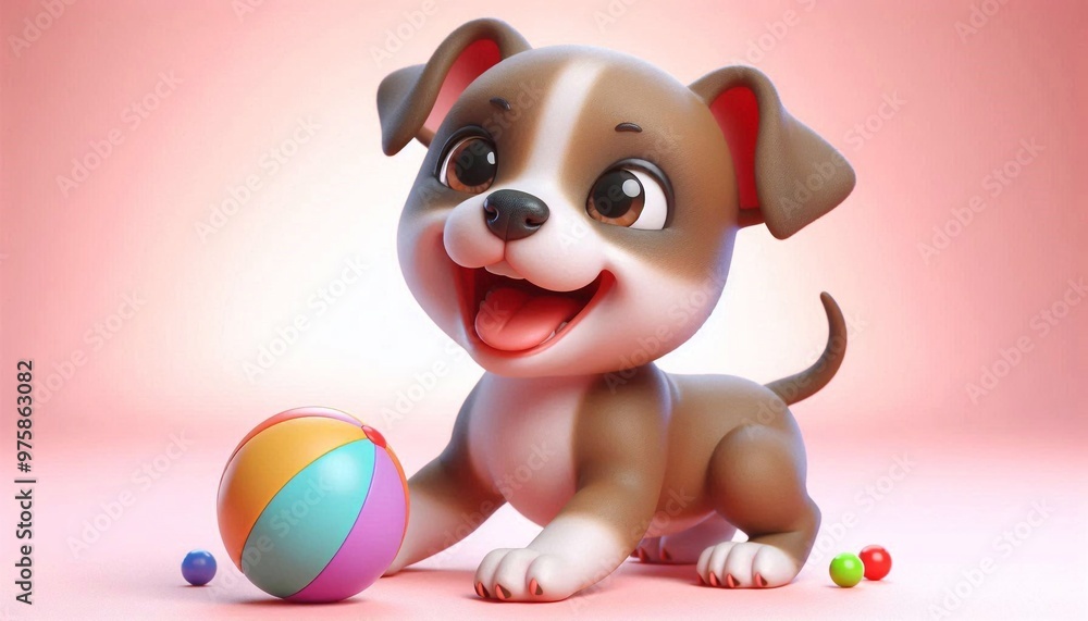 3D lachendes Pitbull Baby Welpe 3D lachendes Pitbull Baby Welpe