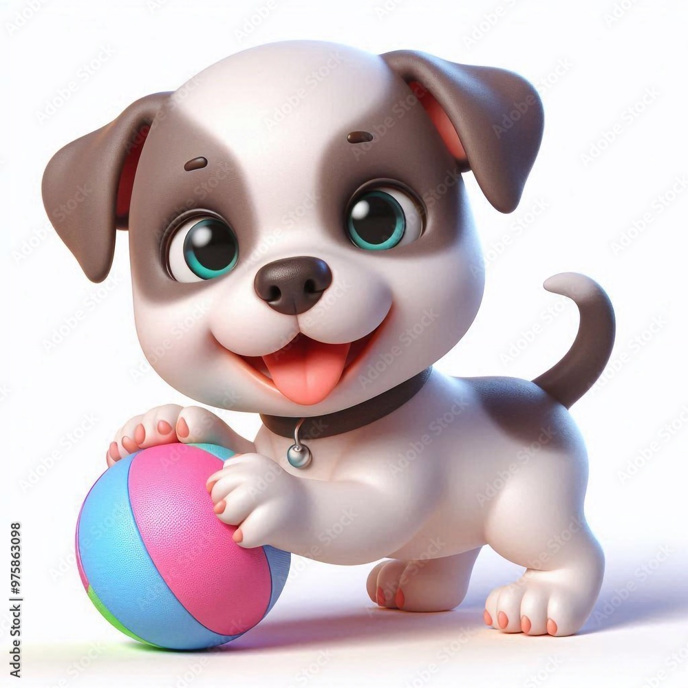 Naklejka premium 3D lachendes Pitbull Baby Welpe