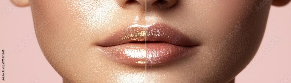 Fototapeta premium A young woman s skin before and after deep exfoliation, highlighting the improvement in texture and clarity