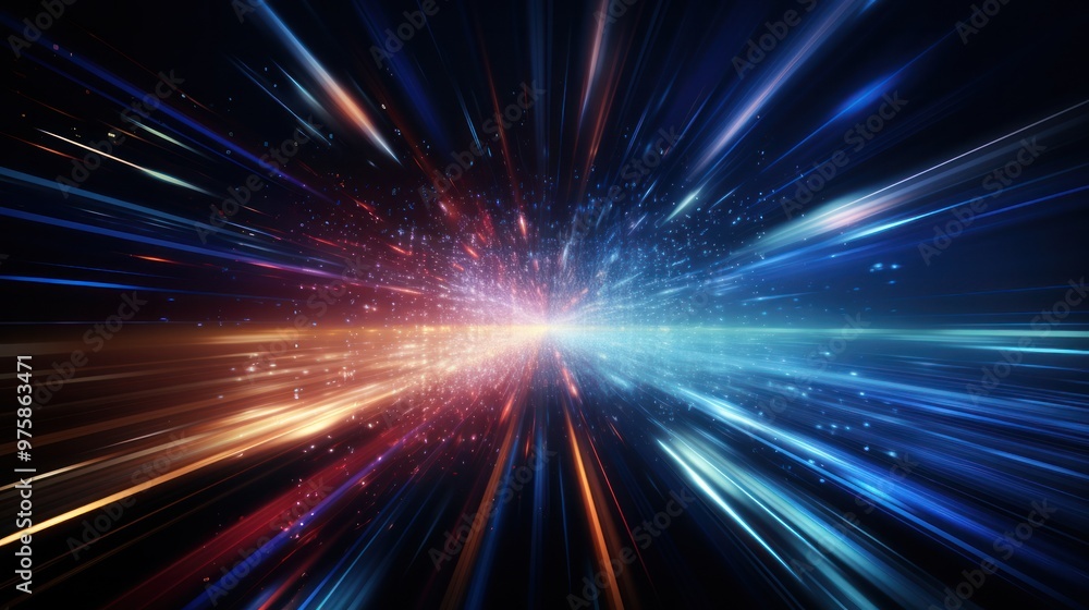 A close-up of a glowing line of light streaking across a dark background, representing the speed of light in modern information transmission. The light trail creates dynamic motion, A close-up of a glowing line of light streaking across a dark background, representing the speed of light in modern information transmission. The light trail creates dynamic motion,