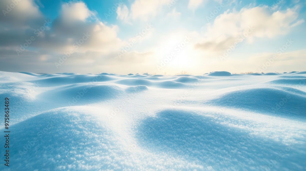 A serene winter landscape featuring rolling snow dunes under a bright, sunny sky with scattered clouds, evoking peace and tranquility. A serene winter landscape featuring rolling snow dunes under a bright, sunny sky with scattered clouds, evoking peace and tranquility.