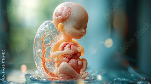 Design a 3D image of a fetus, highlighting the formation of internal organs at 10 weeks photo