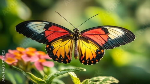 A butterfly with detailed wings 