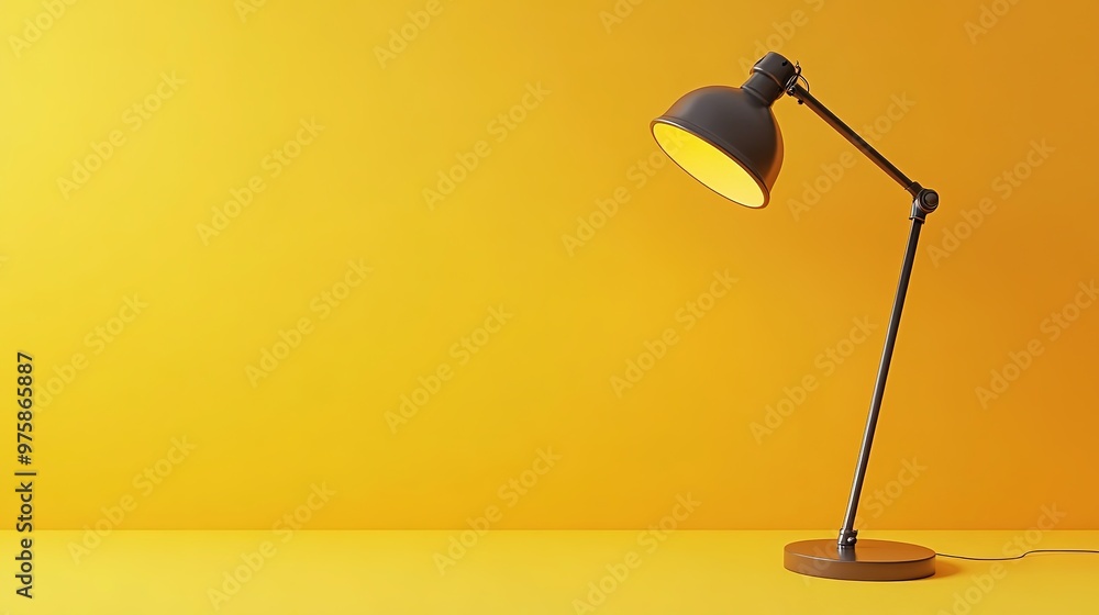 Black desk lamp on yellow. Black desk lamp on yellow.