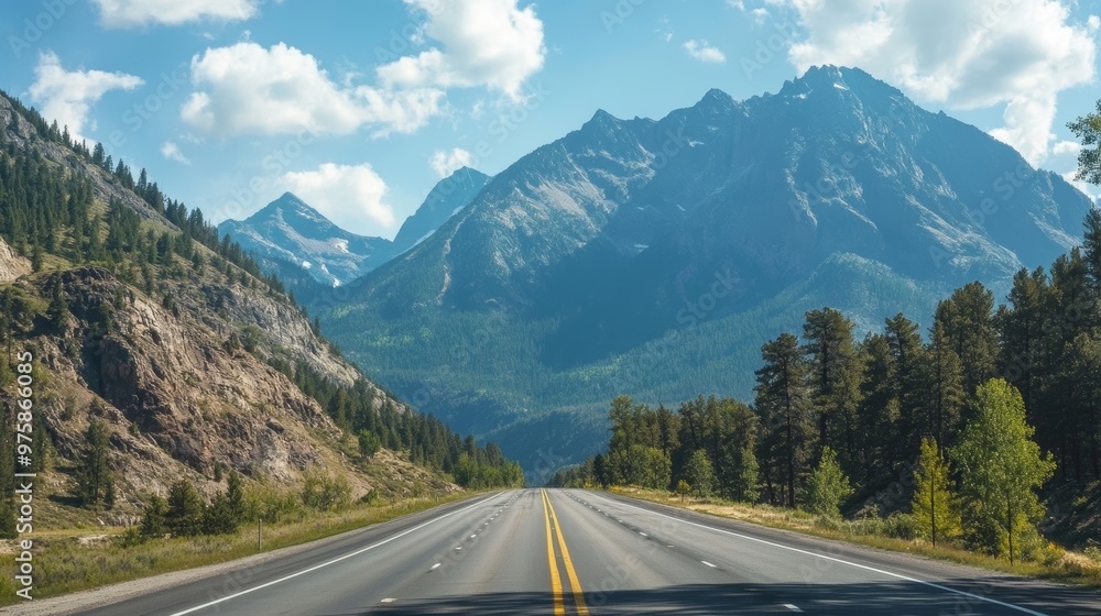 Fototapeta premium Empty Road Through Mountain Pass.
