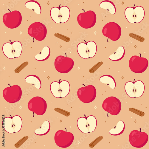 Apple pie ingredients seamless pattern