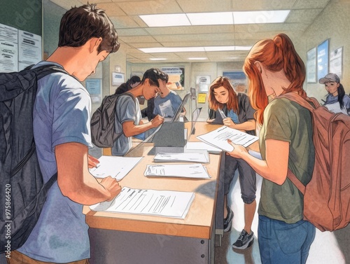 Students Filling Out Forms.