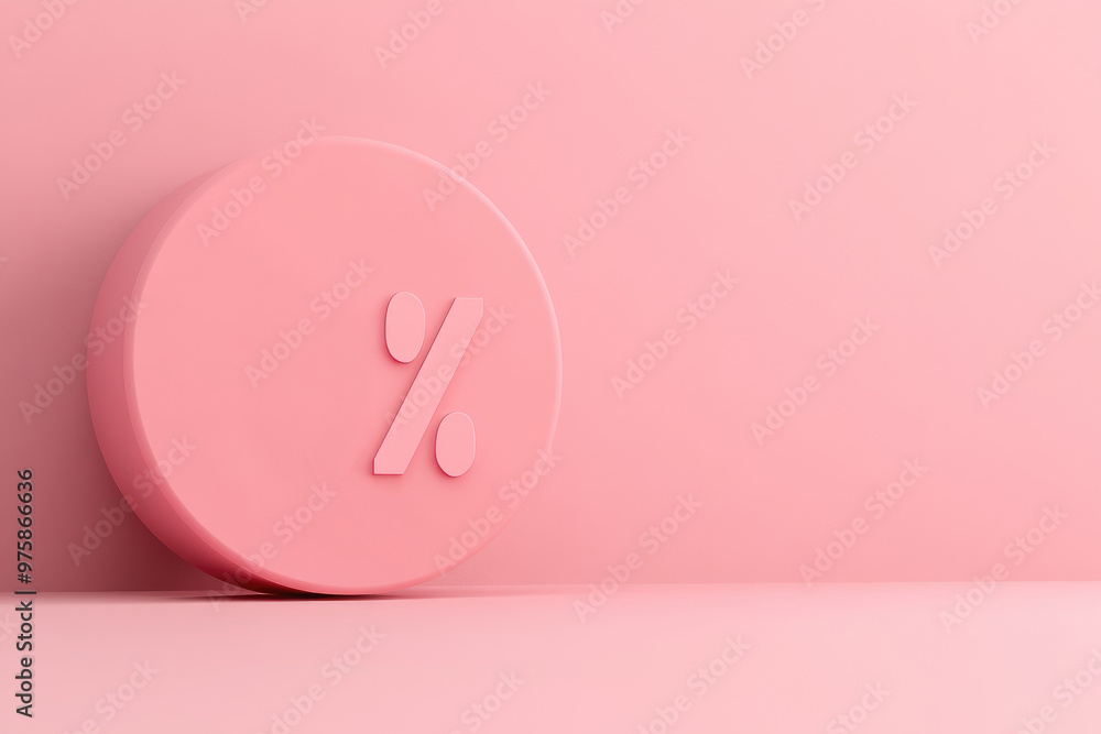 Explore a vibrant 3D render of a pink zero percent symbol against a ...