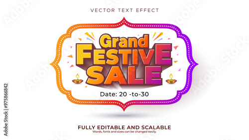 Grand Festive Sale for Navratri, Diwali, Festival. Sale, offer, shopping deal discount retro logo design.