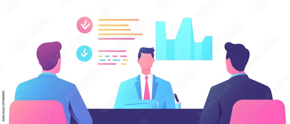Obraz premium Business Meeting with Chart and Checkmarks