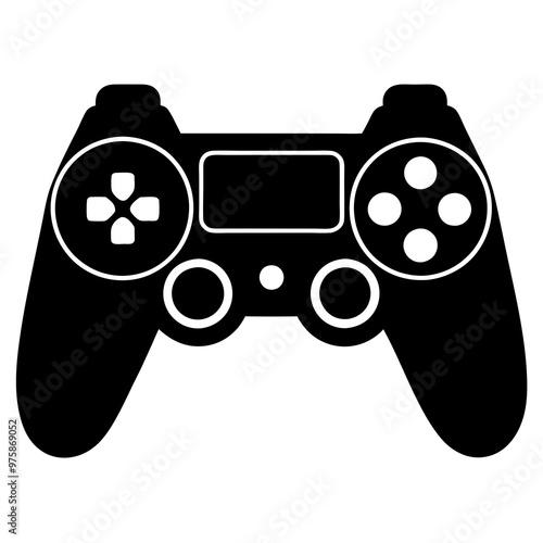 Stylized gamepad illustration in black for gaming and entertainment concept