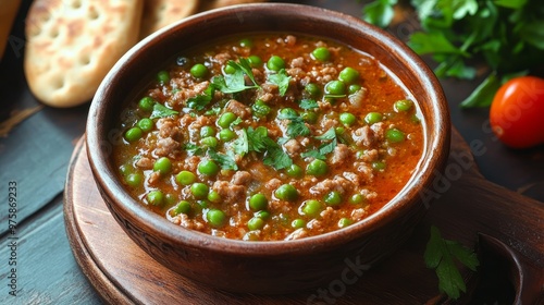 Turkish dish Etli Bezelye, or meaty green pea stew.

 photo