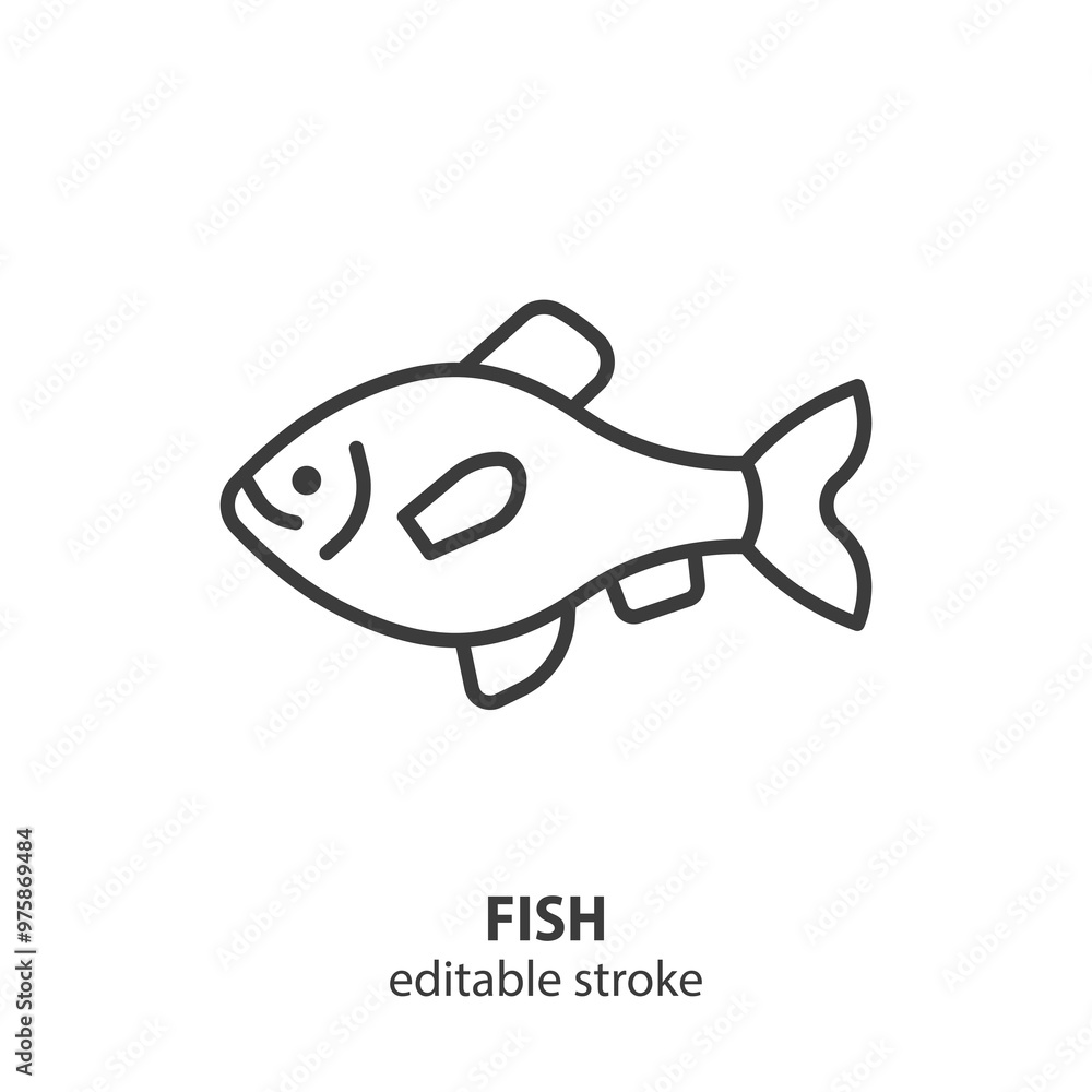 Fish line icon. Editable stroke. Vector illustration. Fish line icon. Editable stroke. Vector illustration.