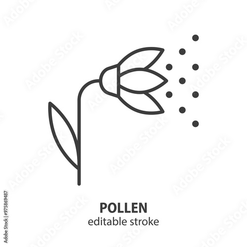 Pollen line icon. Flower vector illustration. Allergy symbol. Editable stroke.