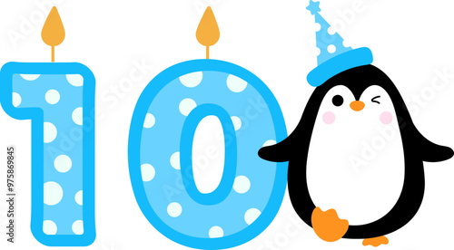 Cute little Penguin and Number