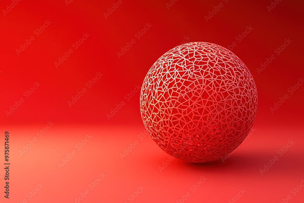 Intricate white sphere on red background Intricate white sphere on red background