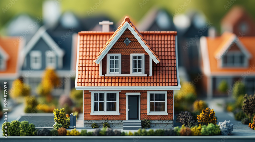 Explore a illustration of a single-family detached home, highlighting the essence of private residence and mortgage concepts in a modern setting. Explore a illustration of a single-family detached home, highlighting the essence of private residence and mortgage concepts in a modern setting.