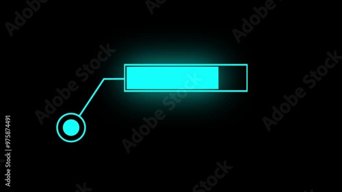 Animation of HUD elements with text Coming soon. Animate a white callous for text. HUD elements on black background.