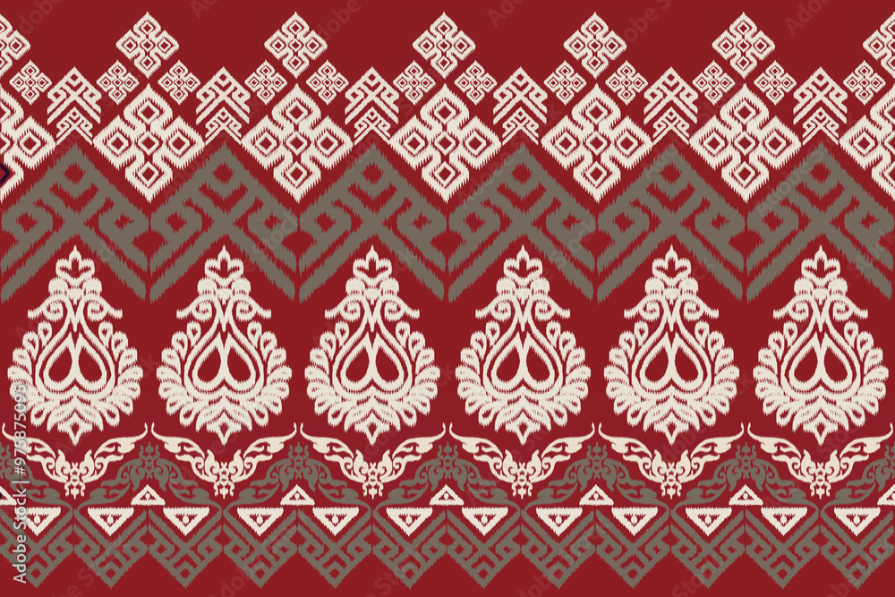 Ikat seamless pattern, geometric design, motif ethnic handmade, Ikat ethnic tribal, boho colors seamless wallpaper. Ethnic Ikat abstract background art, greeting cards, printing products. Ikat seamless pattern, geometric design, motif ethnic handmade, Ikat ethnic tribal, boho colors seamless wallpaper. Ethnic Ikat abstract background art, greeting cards, printing products.
