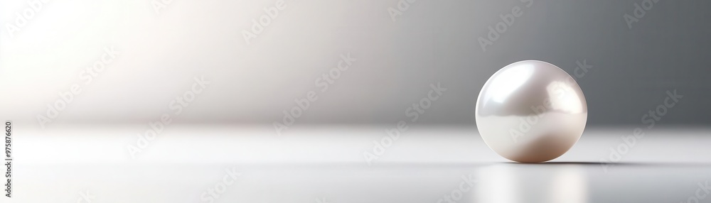 A soft gradient from white to pale gray with a single floating pearl, delicate reflections adding a refined, minimalist aesthetic A soft gradient from white to pale gray with a single floating pearl, delicate reflections adding a refined, minimalist aesthetic