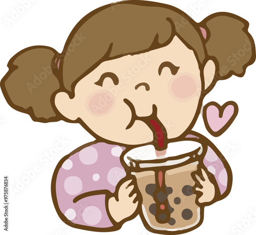 タピオカドリンクを飲む子ども