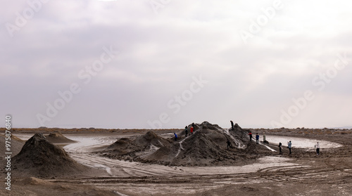 Excursion to mud volcanoes. Alyat. Azerbaijan. photo