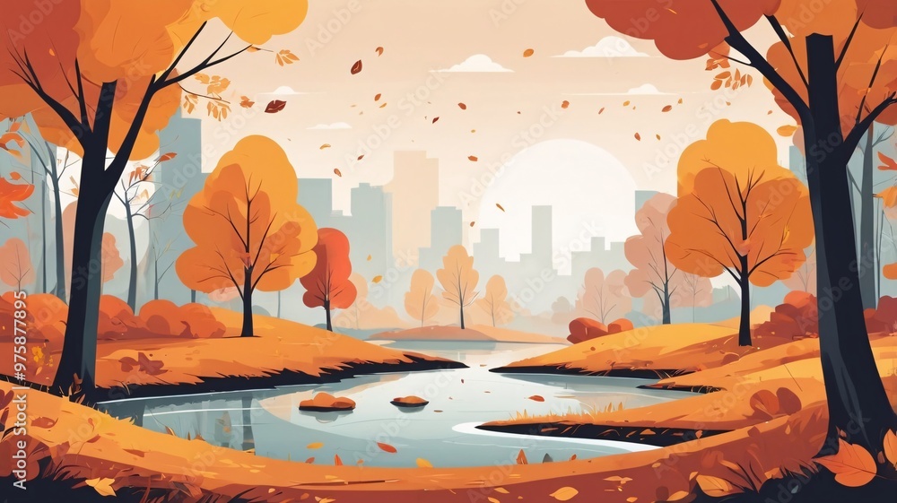 Fototapeta premium Autumn Flat Design Illustration – Perfect for Fall Themes