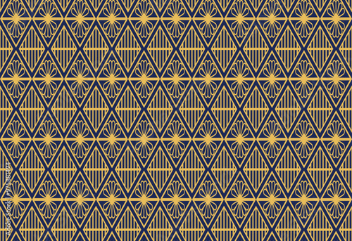 Abstract Egyptian gold elements. Art Deco Seamless Pattern in a Trendy minimal Style. Geometric ethnic aztec pattern in tribal. Vector illustration of Egyptian.