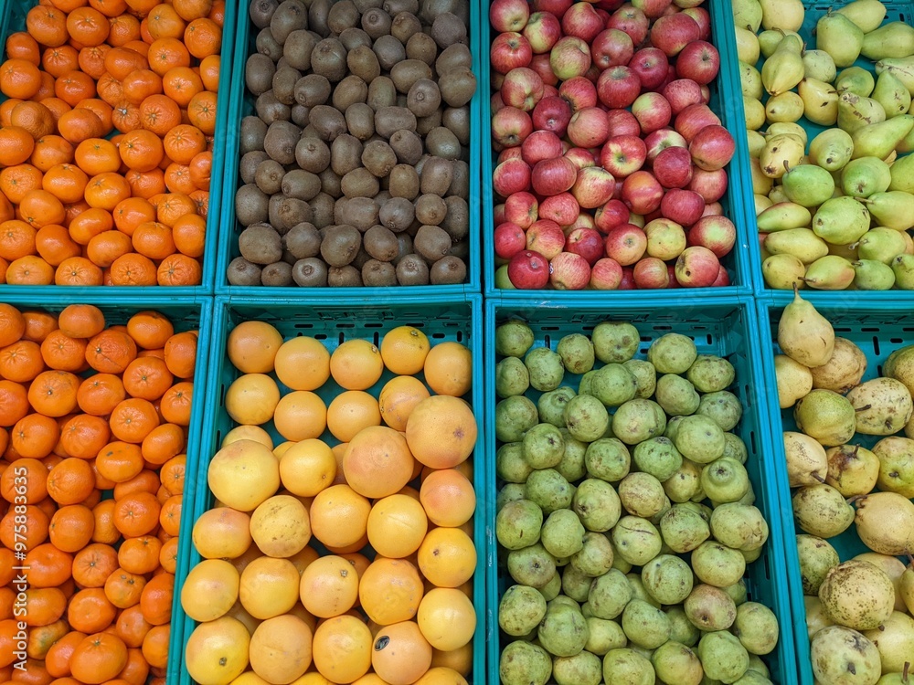 Fresh Fruit in box For Sale At A Market Fresh Fruit in box For Sale At A Market
